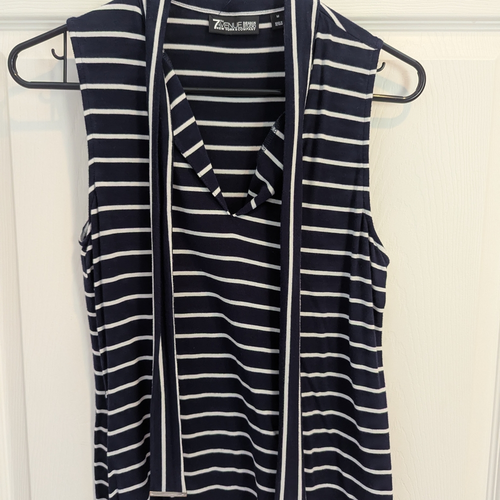 Zara Navy Striped Women's Top